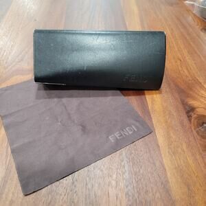 Fendi Trifold Hard Sunglass Case With Cleaning Cloth  Dark Brown
